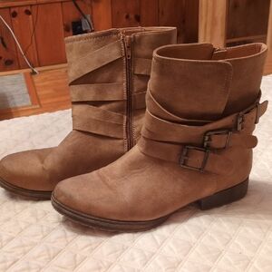 JustFab Brown Ankle Boots with Strap Detail